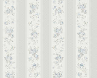 A.S. Création non-woven wallpaper «Cottage, Floral, Blue, Grey, Turquoise, White» 390693