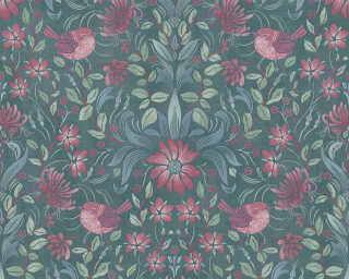 A.S. Création non-woven wallpaper «Cottage, Floral, Blue, Green, Pink, Turquoise» 390754