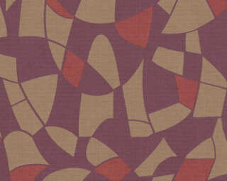A.S. Création papier peint intissé «Graphique, marron, rouge, violet» 390931