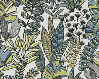 A.S. Création non-woven wallpaper «Floral, Black, Blue, Green, White» 390951