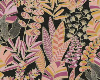 A.S. Création papier peint intissé «Floral, doré, jaune, noir, orange» 390953