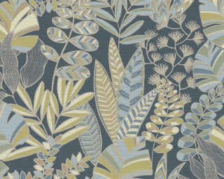 A.S. Création non-woven wallpaper «Floral, Blue, Cream, Gold, Green» 390955