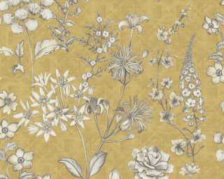 Livingwalls non-woven wallpaper «Floral, Cream, Grey, Yellow» 391172
