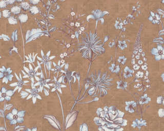 Livingwalls papier peint intissé «Floral, blanc, bleu, marron» 391173