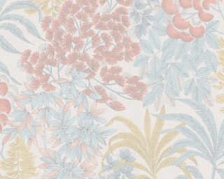 Livingwalls papier peint intissé «Floral, bleu, crème, jaune, rose» 391281