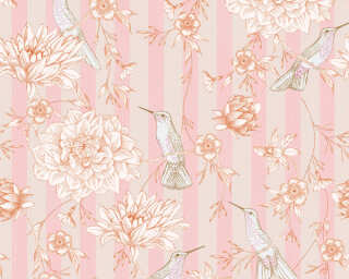 Livingwalls non-woven wallpaper «Floral, Orange, Pink, White» 392021