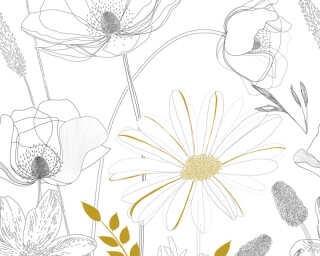Livingwalls papier peint intissé «Floral, gris, jaune, noir» 392131