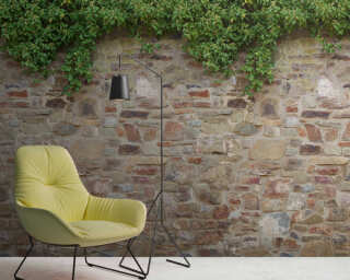 Livingwalls non-woven wallpaper «Floral, Cream, Green, Red» 392471