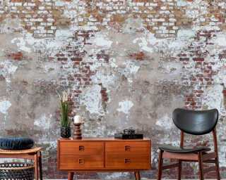 Livingwalls non-woven wallpaper «Grey, Red, White» 392501