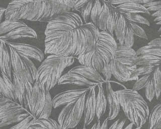 A.S. Création papier peint intissé «Floral, argent, gris, métallique, noir» 393404
