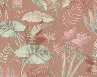 Livingwalls non-woven wallpaper «Floral, Beige, Green, Orange, Pink» 393482