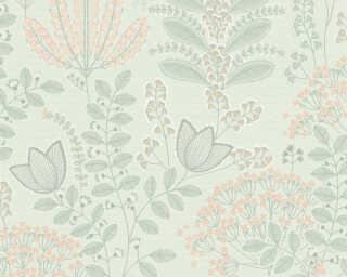A.S. Création non-woven wallpaper «Floral, Green, Grey, Pink, White» 393493