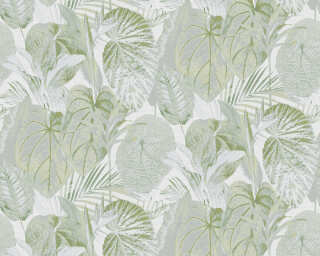 A.S. Création non-woven wallpaper «Floral, Green, Metallic, White» 394092