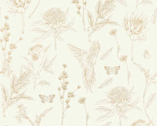 Livingwalls papier peint intissé «Floral, beige, crème, marron» 394291