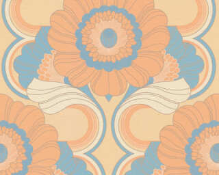A.S. Création papier peint intissé «Floral, beige, bleu, orange» 395302