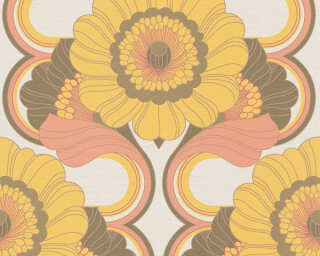 A.S. Création papier peint intissé «Floral, jaune, marron, orange» 395304