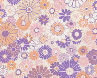 A.S. Création non-woven wallpaper «Floral, Orange, Pink, Purple» 395351