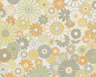 A.S. Création non-woven wallpaper «Floral, Cream, Green, Orange» 395353
