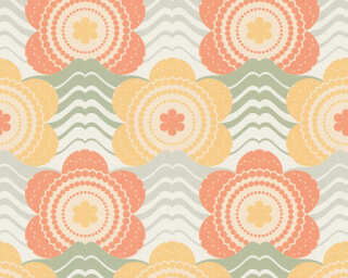 A.S. Création non-woven wallpaper «Floral, Green, Orange, Yellow» 395394
