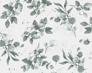 A.S. Création textured wallpaper «Floral, Green, Grey, Metallic, Silver» 397682