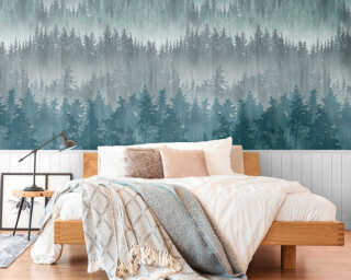 A.S. Création non-woven wallpaper «Cottage, Floral, Blue, Green, Grey» 398111