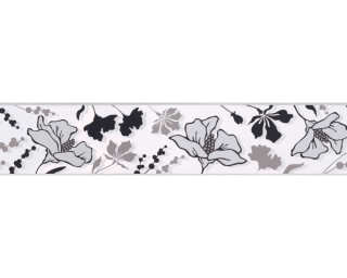 A.S. Création frise «Floral, blanc, gris, noir» 904720