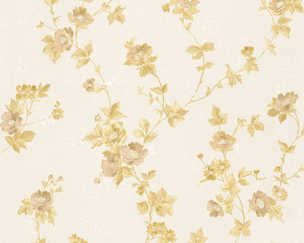 A S Creation Wallpaper Floral Cream Gold Metallic 304285