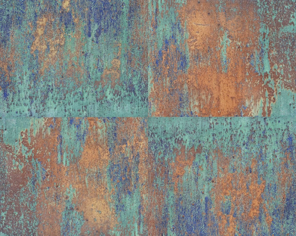 A.S. Création papier peint bleu, bronze, cuivre, marron 361181