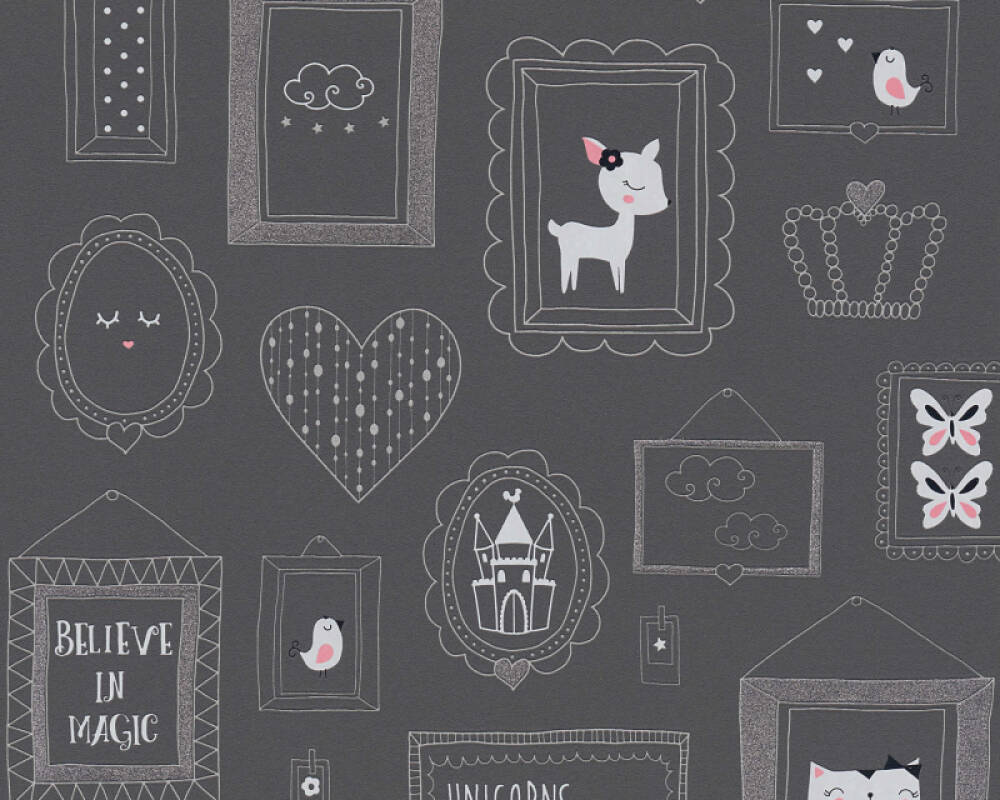 A.S. Création Wallpaper Child motif, Grey, Metallic, Pink, Silver 369913