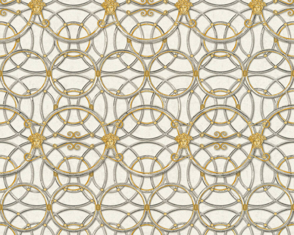 Versace Home Wallpaper «Baroque, Gold, Grey, Metallic, Silver» 370492