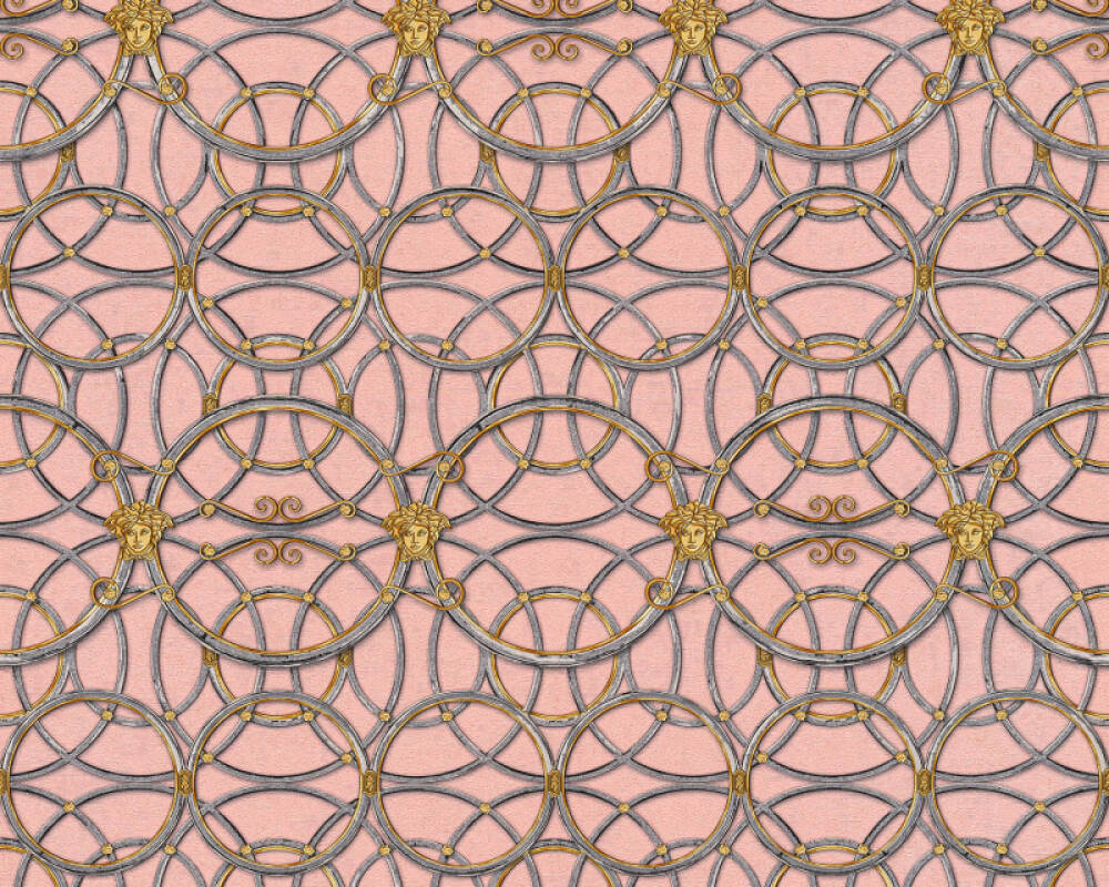 Versace Home Wallpaper «Baroque, Gold, Grey, Metallic, Pink» 370496