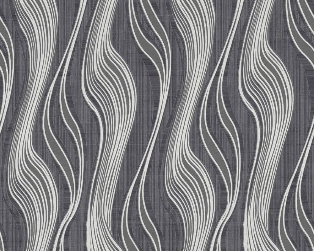 A.S. Création papier peint Rayures, argent, gris, métallique, noir 371416