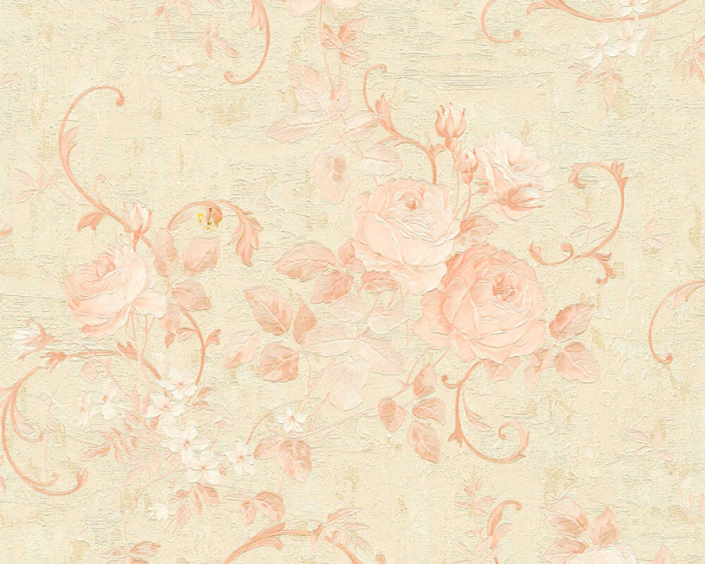 . Création Wallpaper «Flowers, Cream, Gold, Metallic, Pink» 372241