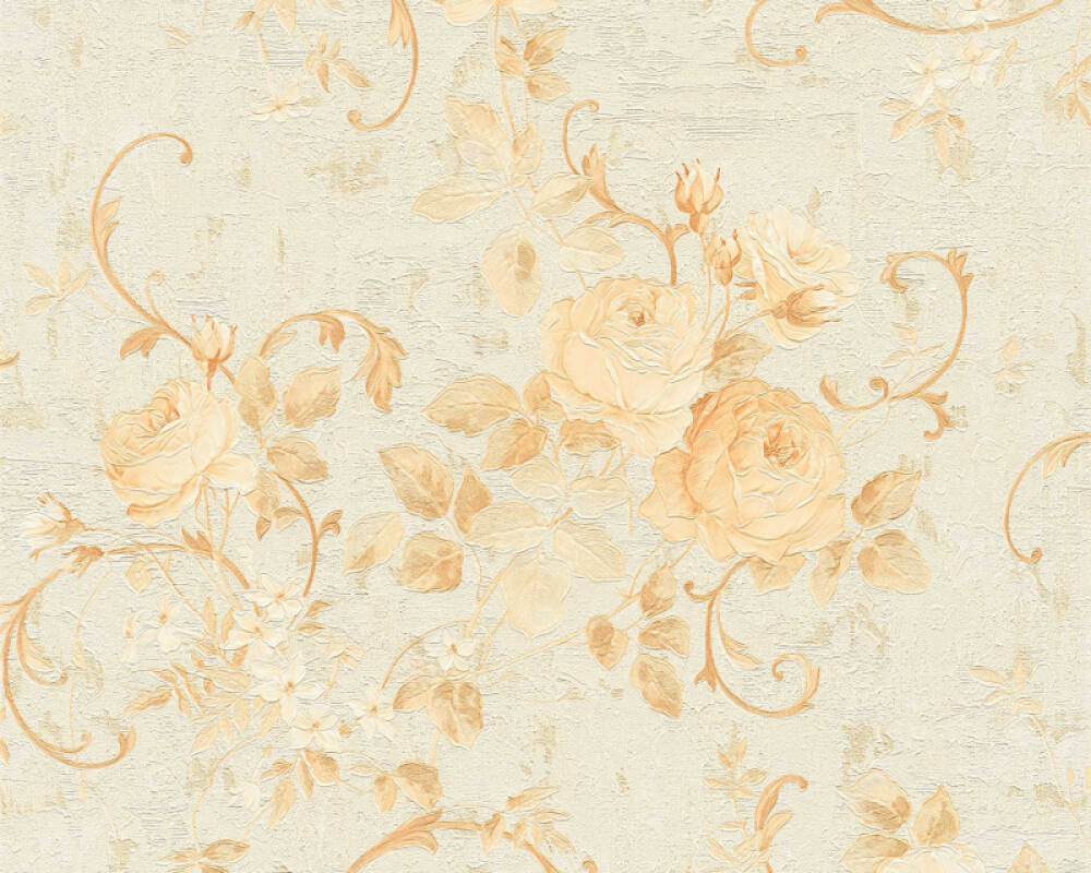 As Creation Wallpaper Flowers Beige Cream Gold Metallic