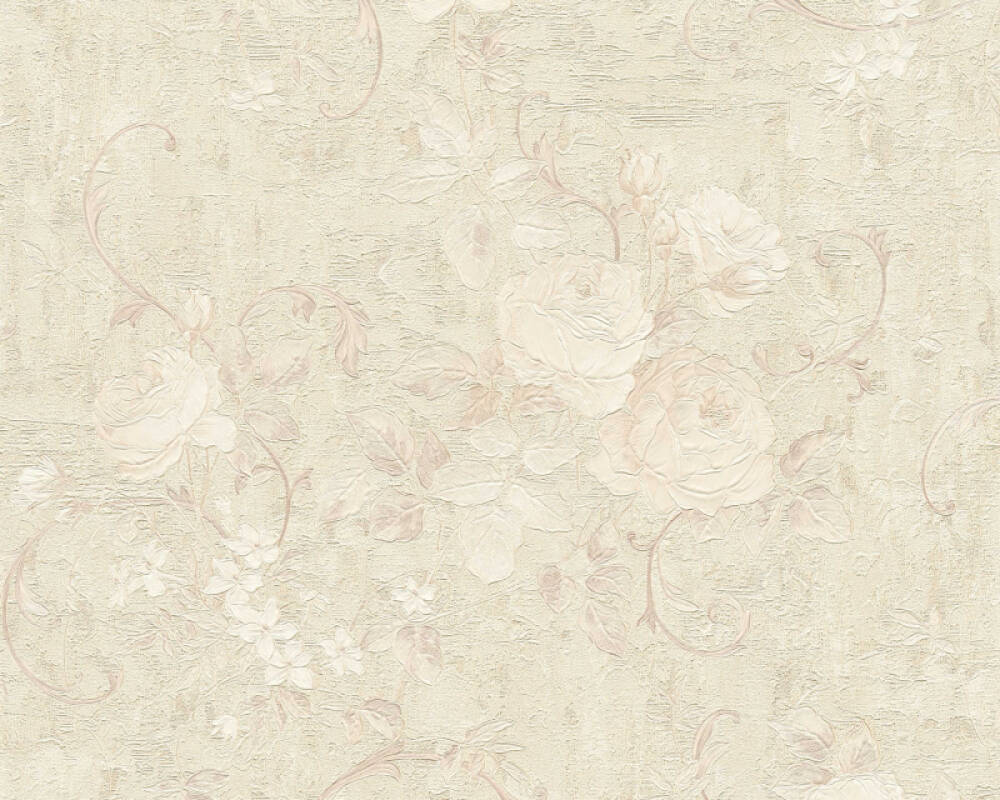 Nonwoven wallpaper flowers beige cream 374023