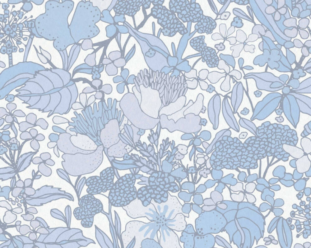 Architects Paper Tapete Floral, Blau, Weiß 377566