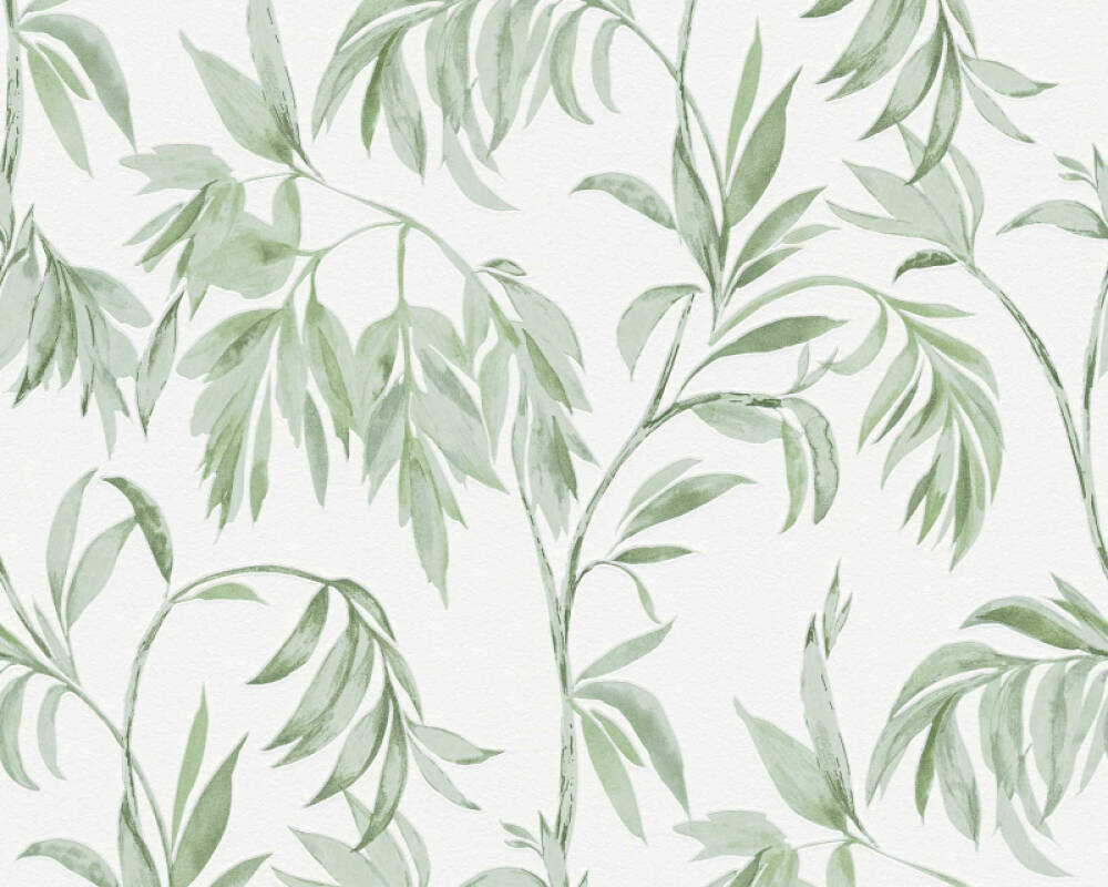 A.S. Création Wallpaper «Floral, Green, White» 378301