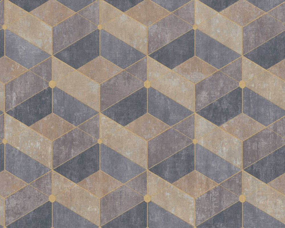 Livingwalls Wallpaper Tile, Brown, Grey, Yellow 382022
