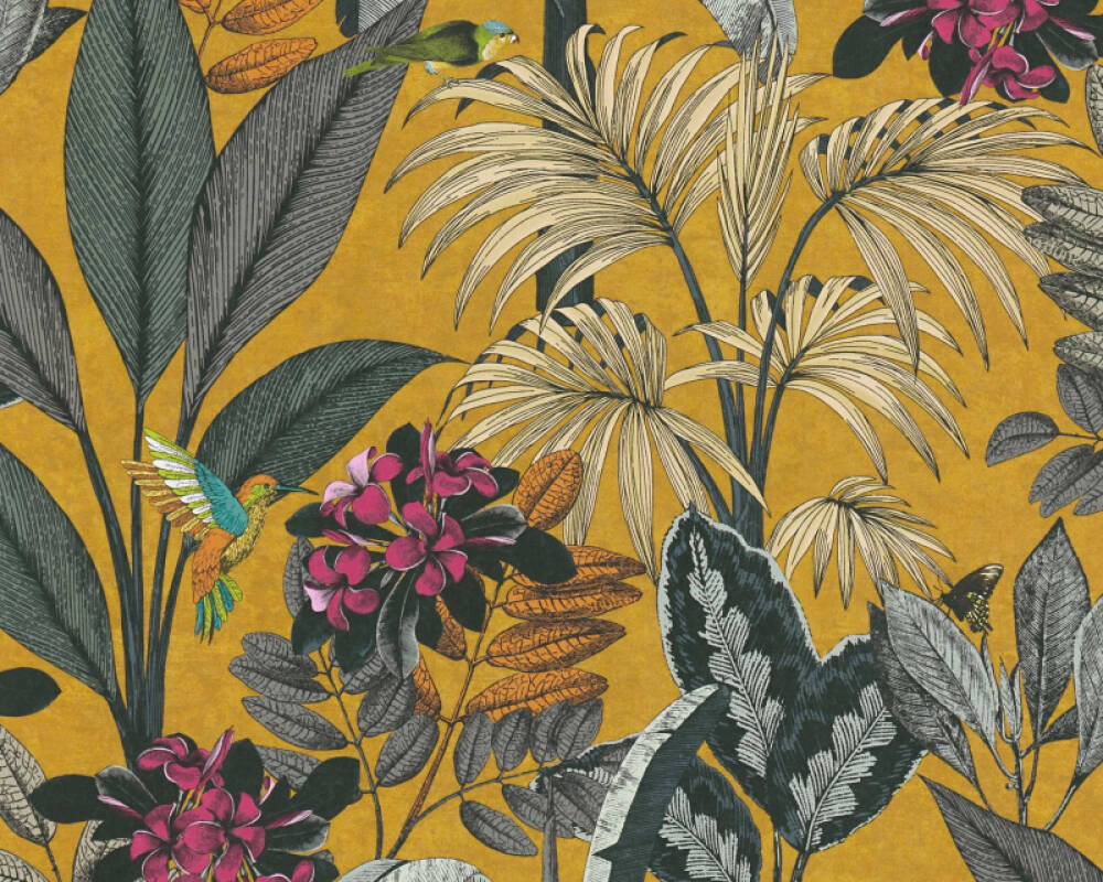 «Floral, Grün» Création Tapete Bunt, A.S. Gelb, 387381