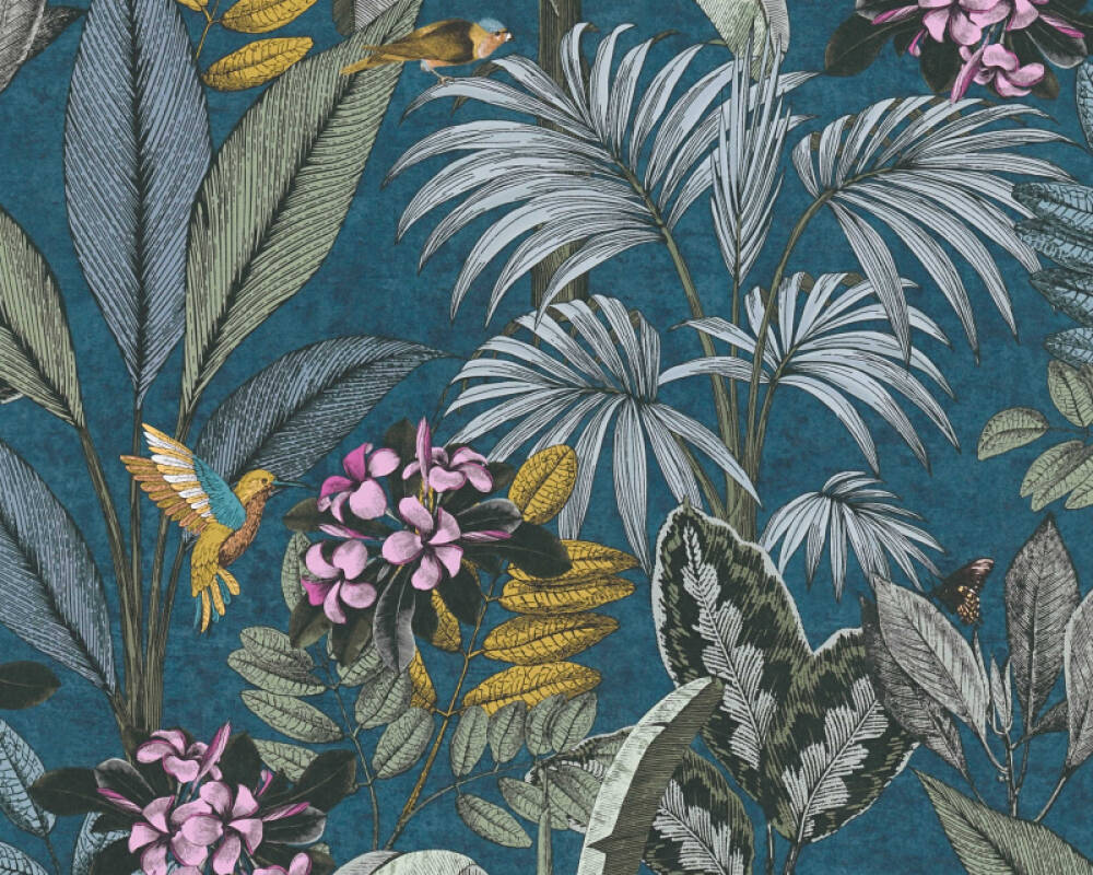 A.S. Création Wallpaper Floral, Blue, Colorful 387383