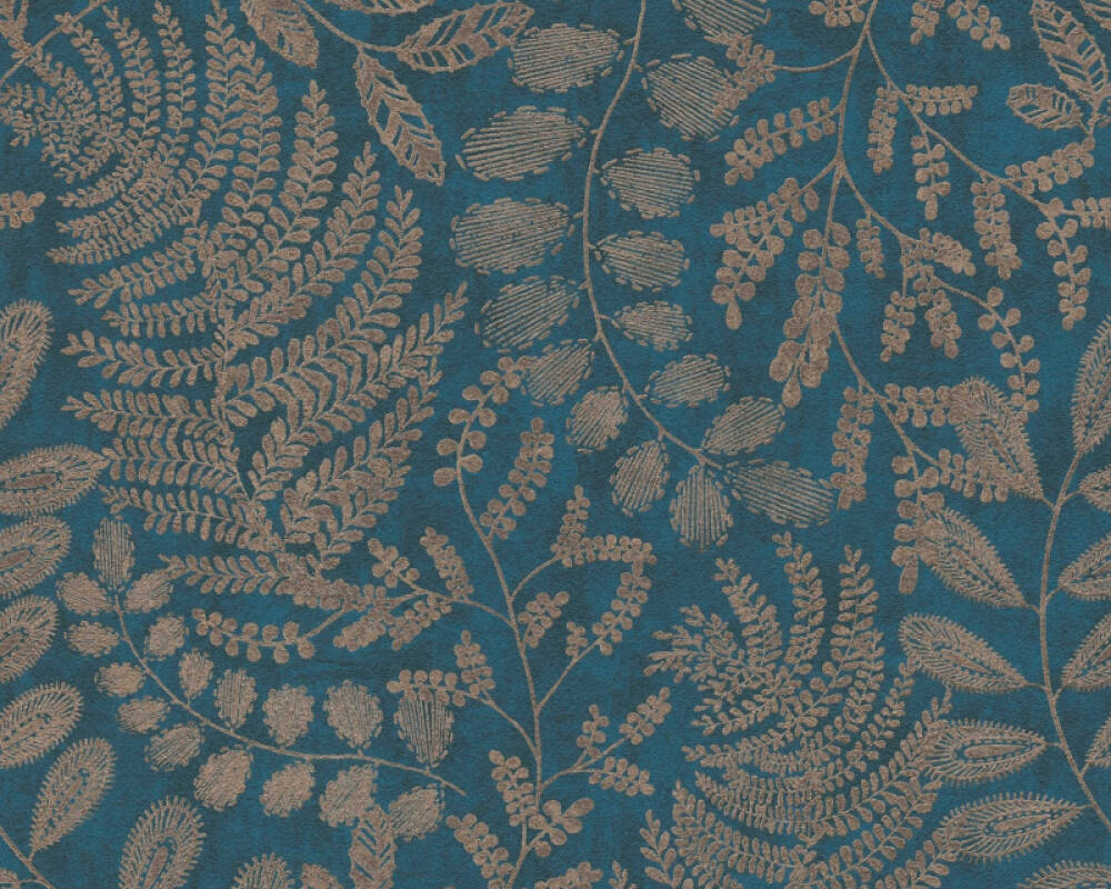 A.S. Création Tapete Floral, Blau, Bronze, Metallics 388304
