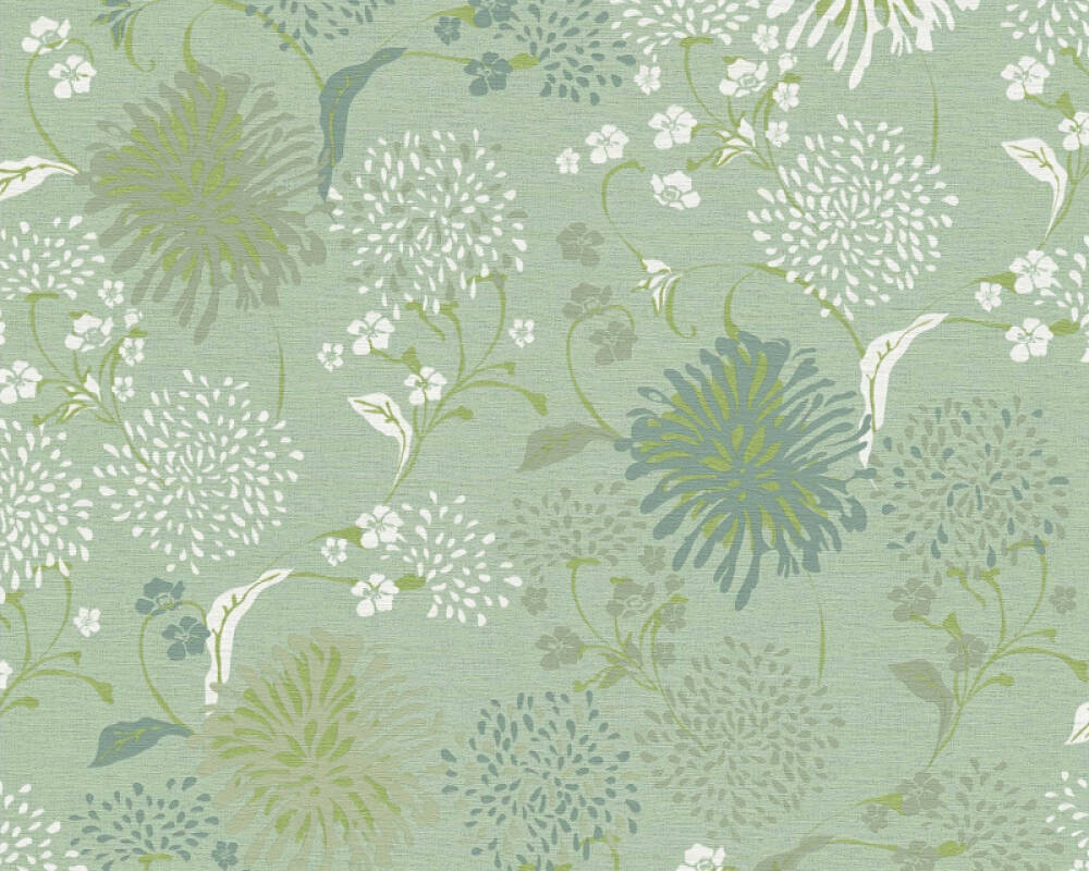 A.S. Création Wallpaper Floral, Green, White 389004