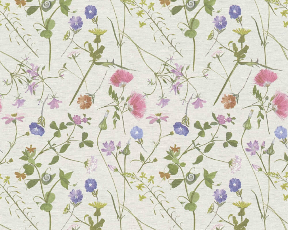 A.S. Création Wallpaper Cottage, Floral, Beige, Blue, Green, Pink 389012