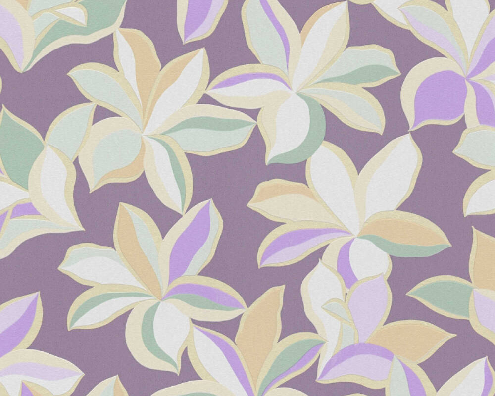 A.S. Création Wallpaper Floral, Beige, Gold, Green, Purple 389082