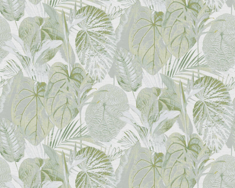 A.S. Création Wallpaper Floral, Green, Metallic, White 394092