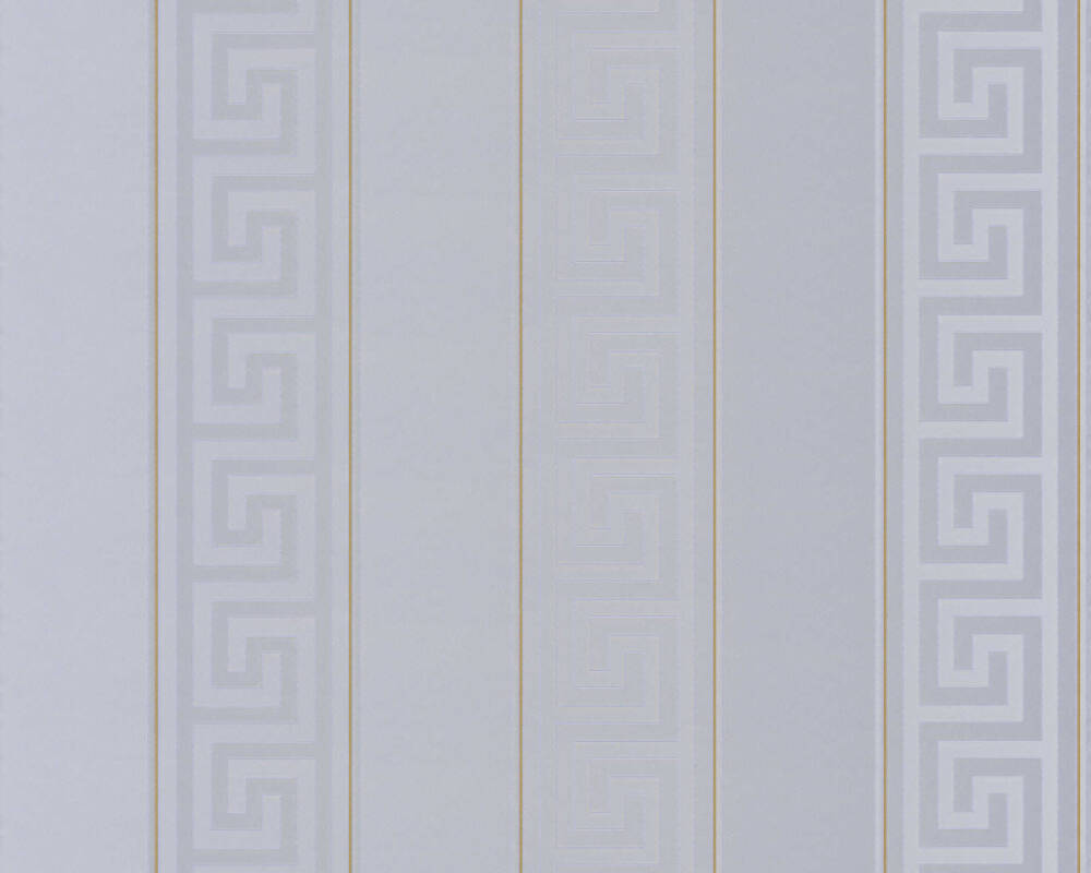 935241 Versace Greek Key Striped White Gold AS Creation Wallpaper 