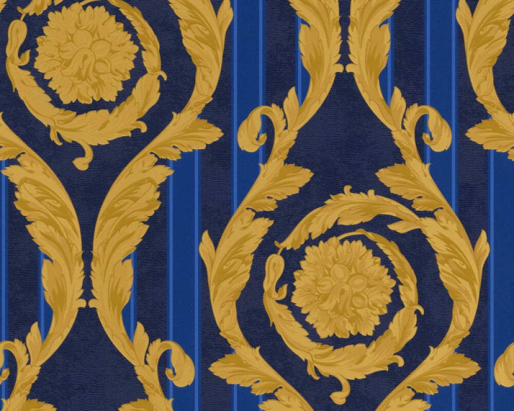 Versace Home Wallpaper «Blue, Gold, Metallic» 935681