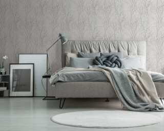 Livingwalls non-woven wallpaper «Cottage, Floral, Metallic, White» 300941
