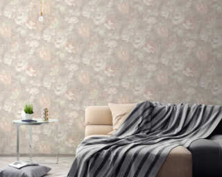 Livingwalls non-woven wallpaper «Cottage, Flowers, Brown, Cream, Red» 336042