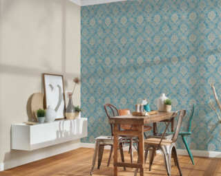 Livingwalls non-woven wallpaper «Baroque, Blue, Brown, Metallic» 336075